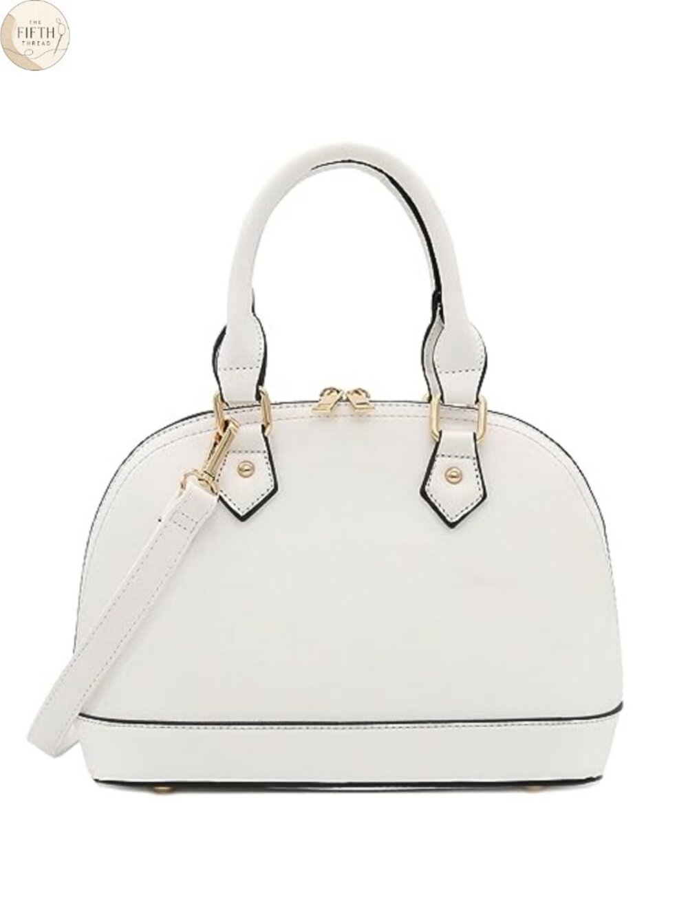 Faux Saffiano Leather Dome Satchel Zip-Around with Strap
